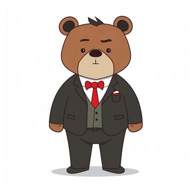 a cute teddybear dressed as a business man, clipart, simple, against a white background,