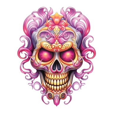 watercolor sultan aliyah tattoo pineapple flower, in the style of colorful cartoon, skull motifs, joe jusko, light orange and magenta, ritualistic masks, organic material, manapunk Clipart desert cartoon t-shirt graphic, vector,contour, isolated on a white background