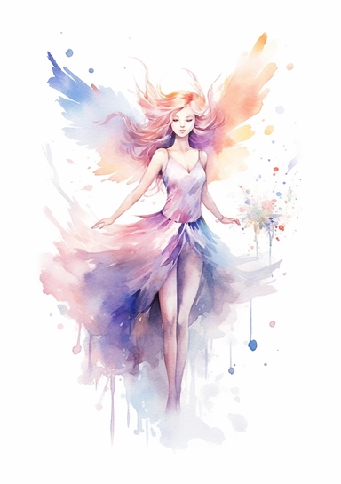 One Watercolor Fairy Crystal Clipart - pastel watercolor fairy magic, multicolor, white background, lots of details, high quality - 8K,