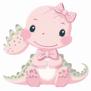 clip art of cute pastel pink girl alligator white background