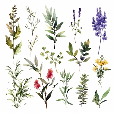 Watercolor medical herbs Clipart, medical herbs, Minimalist medical herbs Watercolor, Ikebana Clipart, Separated design, 8k