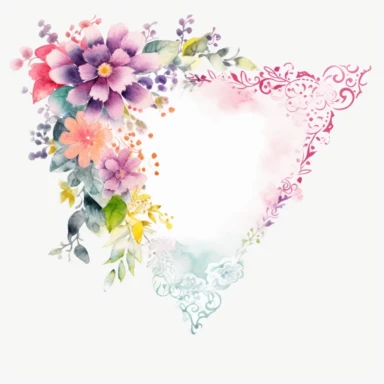 Watercolor Lacy Floral Corners Clipart, white isolated background, space out, hd