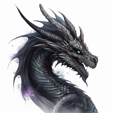 fearsome dragon clipart, on white background, no shadow, no overlapping, only head and neck, gothic fearless dark