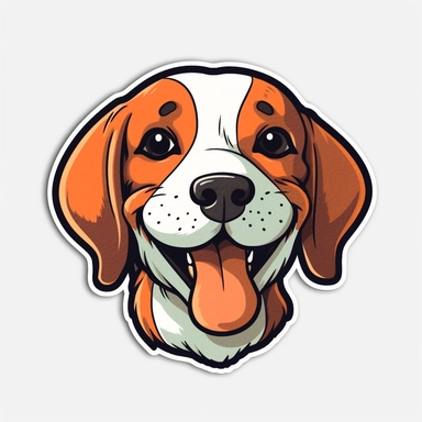 cute Beagle, happy and smiling, bold line, clipart, sticker, white background, no shadow, 8k detail
