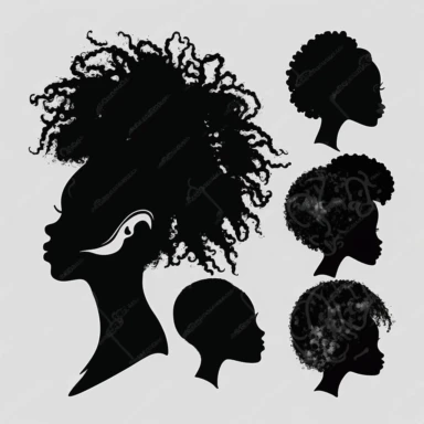 Black Woman silhouette, Afro female, hairstyle, cartoon, vector, sharp focus, super detailed, illustration, 16:9, v4, q2, 16k, High quality, clipart
