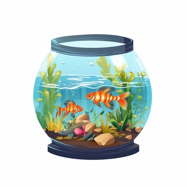 ella bailey illustration style, cartoon style fish tank , high definition, 8k, insanely detailed, fine detail, sharp focus, illustration, white background, isolated clipart