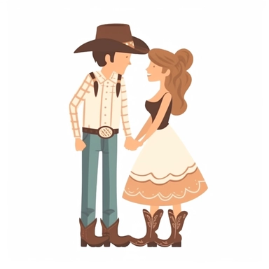 adorable simple cowboy wedding clipart, white background