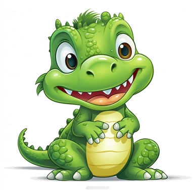 clipart with white background, a cute baby crocodile, clearly defined separate image, high quality--ar3:4-no mockups, watermarks, numbers, writing, letters--q2--v5.1--s1000