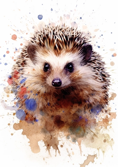 hedgehog watercolour painting and clipart animal c017, in the style of sam spratt, rtx on, playful cartoons, aleksandr deyneka, pointillist techniques, cartoon-like characters, tooth wu