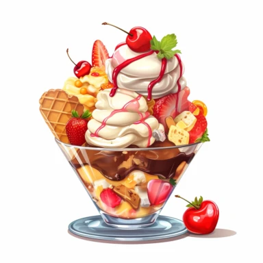 ultra detailed loaded ice cream sundae clipart 8K