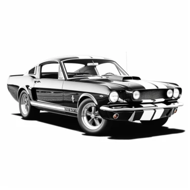 Ford Mustang Shelby GT350 1965 clipart, black and white