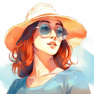 watercolor, hyper realistic, white background, white margins, 16k, ultra detailed clipart, cut out image, hand-drawn, whimsical manhwa style, ultra HD, sharp and clean art sun wearing sunglasses, radiating sunshine and summer vibes., Bright and vibrant colors that evoke the energy and warmth of summer, such as a combination of coral, turquoise, and yellow.