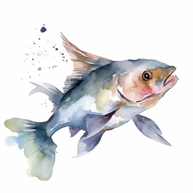 Catfish Fish, water color style, clipart, white background
