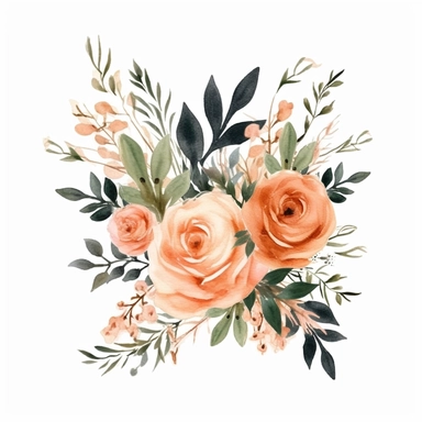 peach and dark olive Floral Clipart - Watercolor Floral Clipart - Roses - Floral Clipart - peach and dark olive- Premade Clipart - Wedding Clipart
