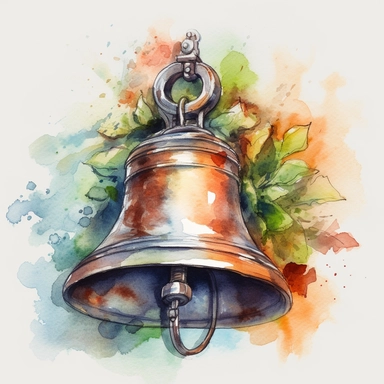 Prompt for clipart on the theme School Bell. Watercolor effect. To be of the highest quality, with great detail, clear outlines and lines, delicate and pastel colors, elegant and beautiful. The background should be white.