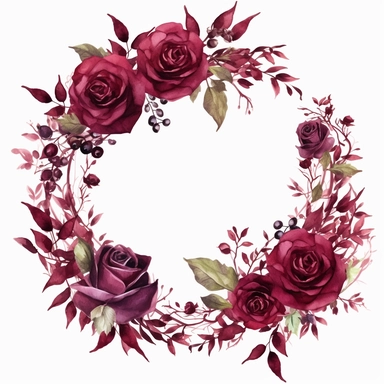 Watercolor dark Burgundy Roses Clipart, flower boarder