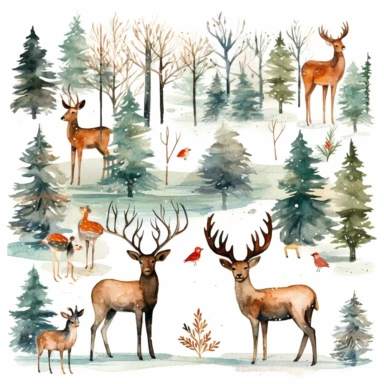 watercolor, Set of decorative lines with Christmas theme motifs. png Full body realistic cartoon in 32K UHD cute. 15 cm thick outline. Black color. There was no shadow on the ground. 8k with realistic watercolors and detailed illustrations. PNG clipart, transparent white background