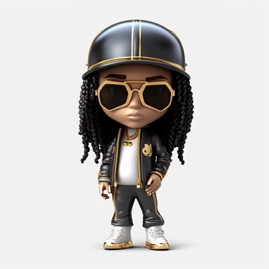 A black chibi girl incarnate in a 3d wearing white clothes, full cap, sunglasses and gold PNG, Black cool gangster girl png, Afro fashion girl black clipart, Black girl Dreadlock png, black magic girl