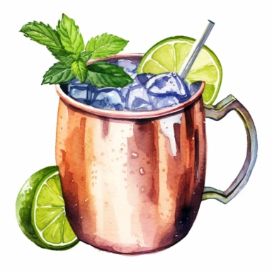 watercolor moscow mule cocktail clipart