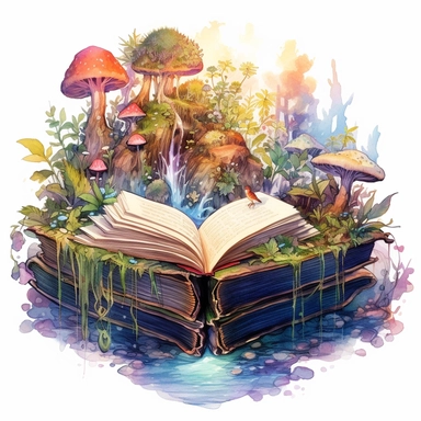 fantasy book in the style of vibrant watercolor landscapes, detailed and intricate compositions, felinecore, fantastical worlds, ghostly forms, calligraphy-inspired, naturalistic lighting, watercolor clipart