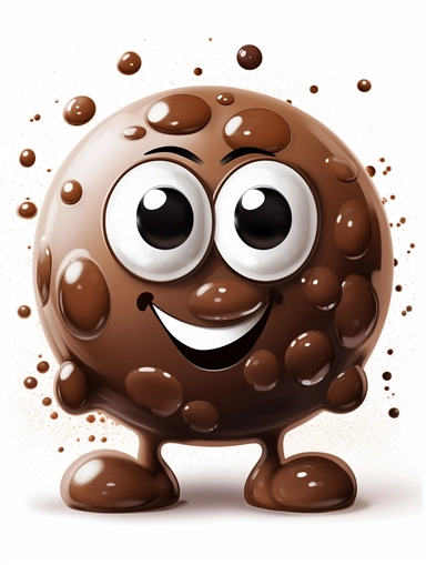 cute painted cartoon character made from chocolate bubbles clip art white background