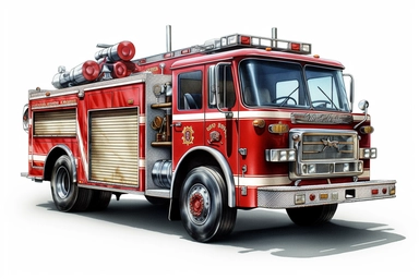 fire+department , highly detailed, isolated on white, clipart,