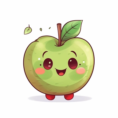 cute apple character clipart, on white background