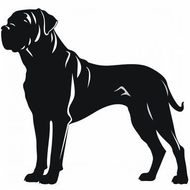 Black full body profile silhouette Cane Corso SVG icon, Cricut Silhouette Graphics, white background, minimal detail, no shading, SVG Dxf EPS Png Cdr Ai Pdf Vector Art Clipart Digital Cut Print File