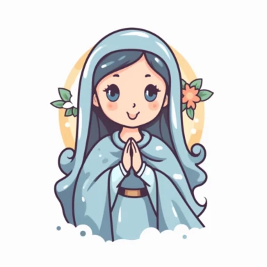 adorable simple holy mary clipart, white background