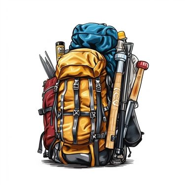 comping backpack ,the hiking stuff, backpack clip art, white background
