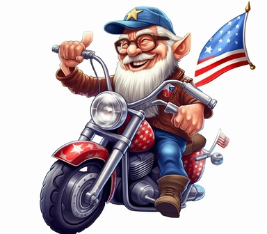 Cute Beautiful Patriot Grandpa On Motorbike clipart,Cartoon, hyper realistic, intricate detail, illustration style,high solution, , 32k resolution, ultra high definition