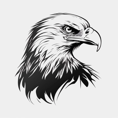 simple outline of an eagle, clipart, flat 2d vector, minimalist, black and white, kids cartoon, svg cut file, line art drawing