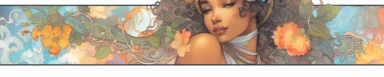 banner for an etsy shop that sells beautiful clipart and coloring pages and is very juvenile elegant aesthetic and fresh, style of alphonse mucha black girl inclusive, style of mariola budek, artistic
