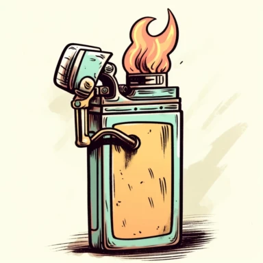 clipart vintage western pastel lighter with flames coming out of it