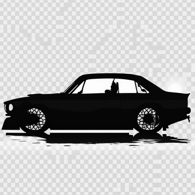 clipart of a black car silhouette with a white transparent background