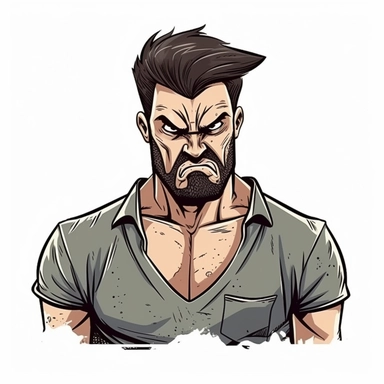 A Man with Angry Face, Body and Hand Expression, White background, Half Body Image, Clipart, Vector illustration