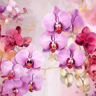 Contemporary collage style floral patterns orchids watercolor elegant flowers wedding invitations high quality and elegant clipart of flowers Gucci art pink andlavender shades background 4