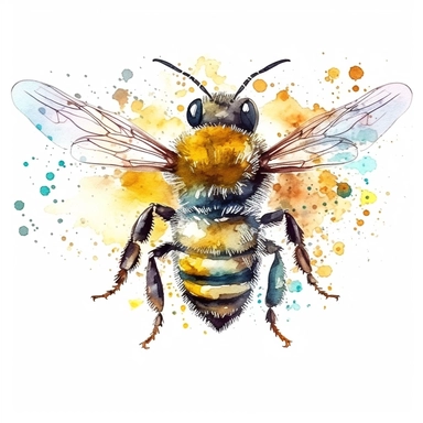 honey bee done in a light watercolor, stylized fantasy style. watercolor clipart