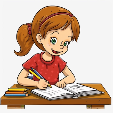 girl learning clipart