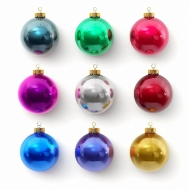 set of colorful christmas balls, photorealistic , clipart, white background