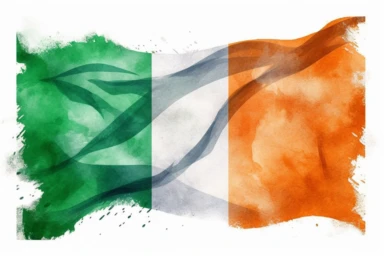 Watercolor, Ireland Country Flag, clipart, hd, on a white background, spaced out
