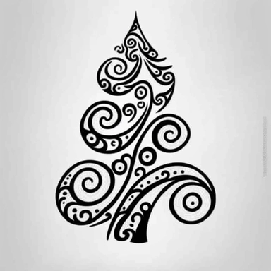 simple black and white doodle christmas tree, simple svg christmas tree, simple beautiful curved christmas tree black and white drawing clip art