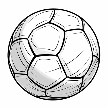 clipart cartoon one soccer ball in the style of Pierre-Auguste Renior black and white coloring book, black and white smooth thick lines, solid white background, no background