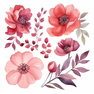 Reds, Pinks and Browns Floral Clipart - Watercolor Floral Clipart - flowers - Floral Clipart - Reds, Pinks and Browns - Premade Clipart - Wedding Clipart