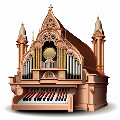 church organ music, clipart, white background
