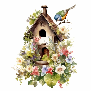 garden birdhouse clipart clear white background