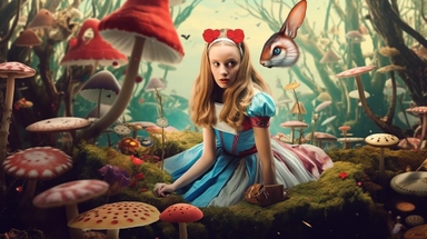 alice and wonderland animation, alice alice and wonderland clipart, alice and wonderland for free, alice and wonderland clip, in the style of narrative-driven visual storytelling, expressive cartooning, wildlife art with a satirical twist, red and azure,
