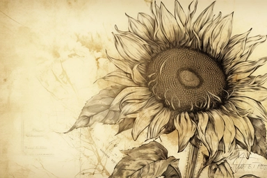 vintage sunflower clipart for psd, in the style of gabriel pacheco, wallpaper, pencil sketch, uhd image, alfred kelsner, lyrical, calculated