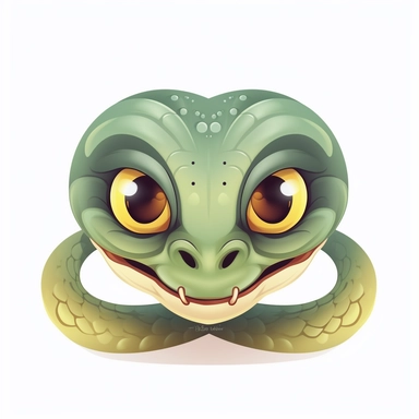 fantasy happy cute cobra face, cartoon, clipart, mascot, isolated on white background