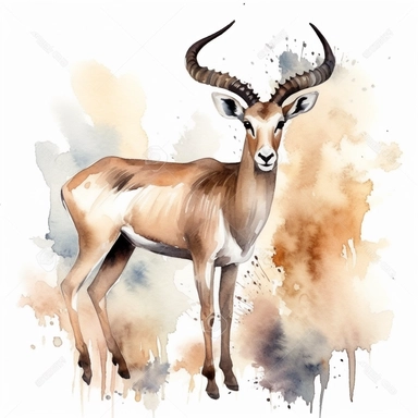 Antelope, watercolor clipart, white background
